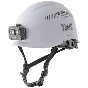 Roofer construction helmet with adjustable chin straps and ventilation holes, designed for safety and comfort during high-altitude roofing work.